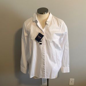 NWT CRISP WHITE COTTON BLOUSE BY SAINT JAMES